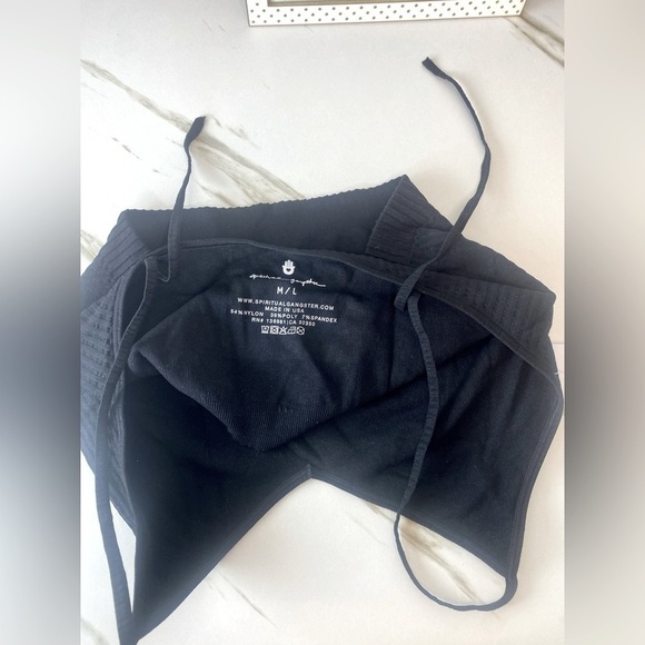 Spiritual Gangster Brami Seamless Row Ribbed Active Brami NWT SZ M/L in Black - Picture 6 of 9